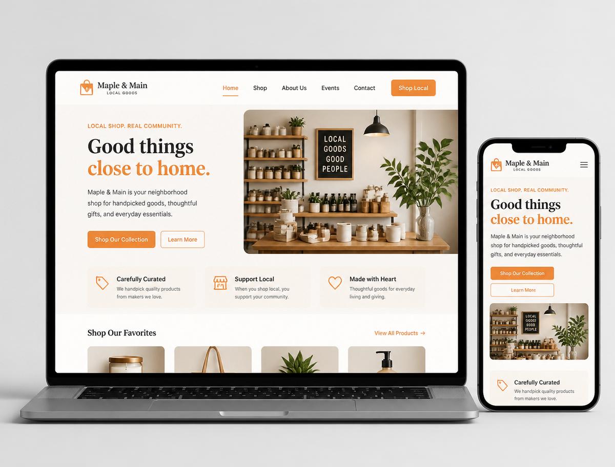 Un site clair et rapide pour un commerce local